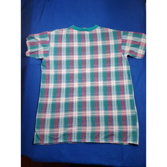 Vintage 90s Looney Tunes Tasmanian Devil (Taz) Plaid Sleep Shirt Men's XL - Picture 10 of 15